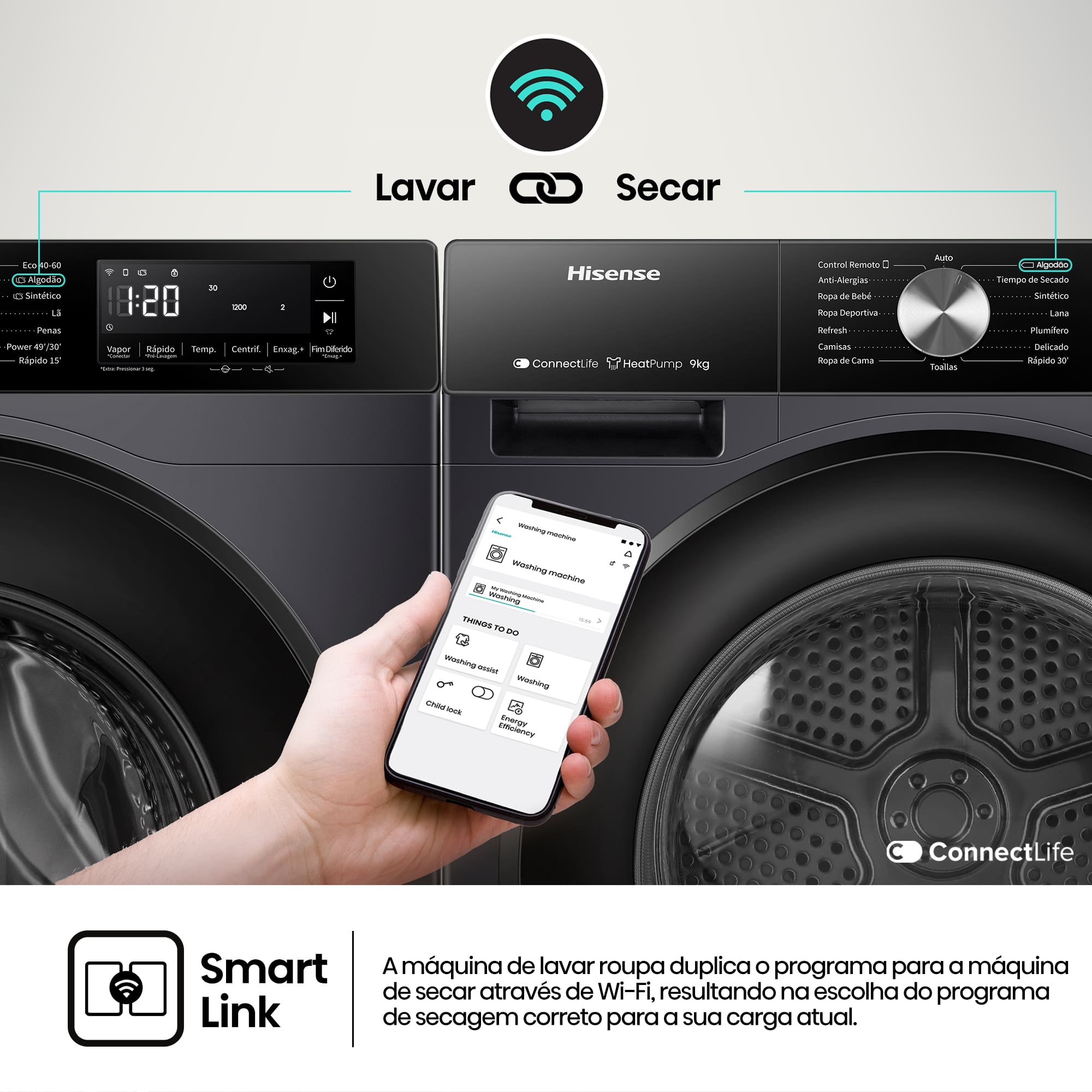 Hisense - WF3S1043BB3 – Máquina de Lavar Roupa Serie 3S, 10,5Kg, Classe A