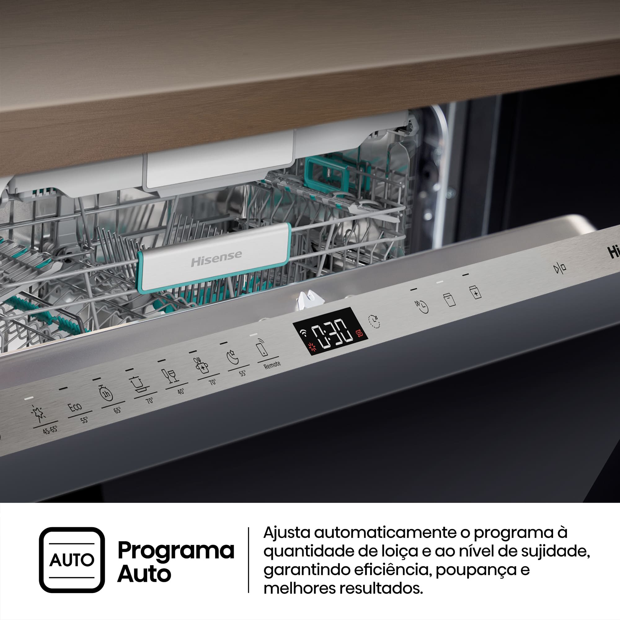 Hisense - HV673A65 – Máquina de Lavar Loiça Encastre 16 conjuntos, Classe A