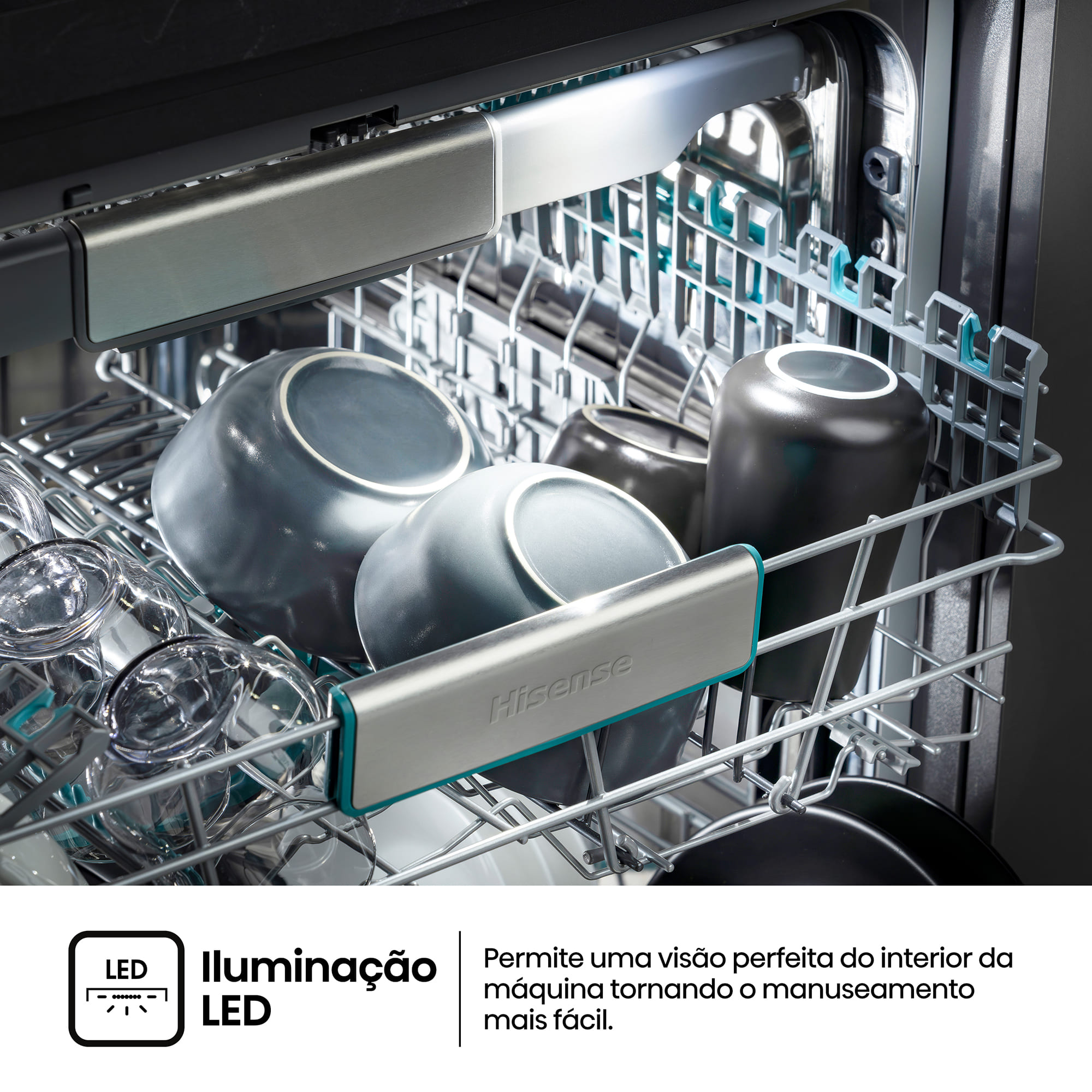 Hisense - HV673A65 – Máquina de Lavar Loiça Encastre 16 conjuntos, Classe A