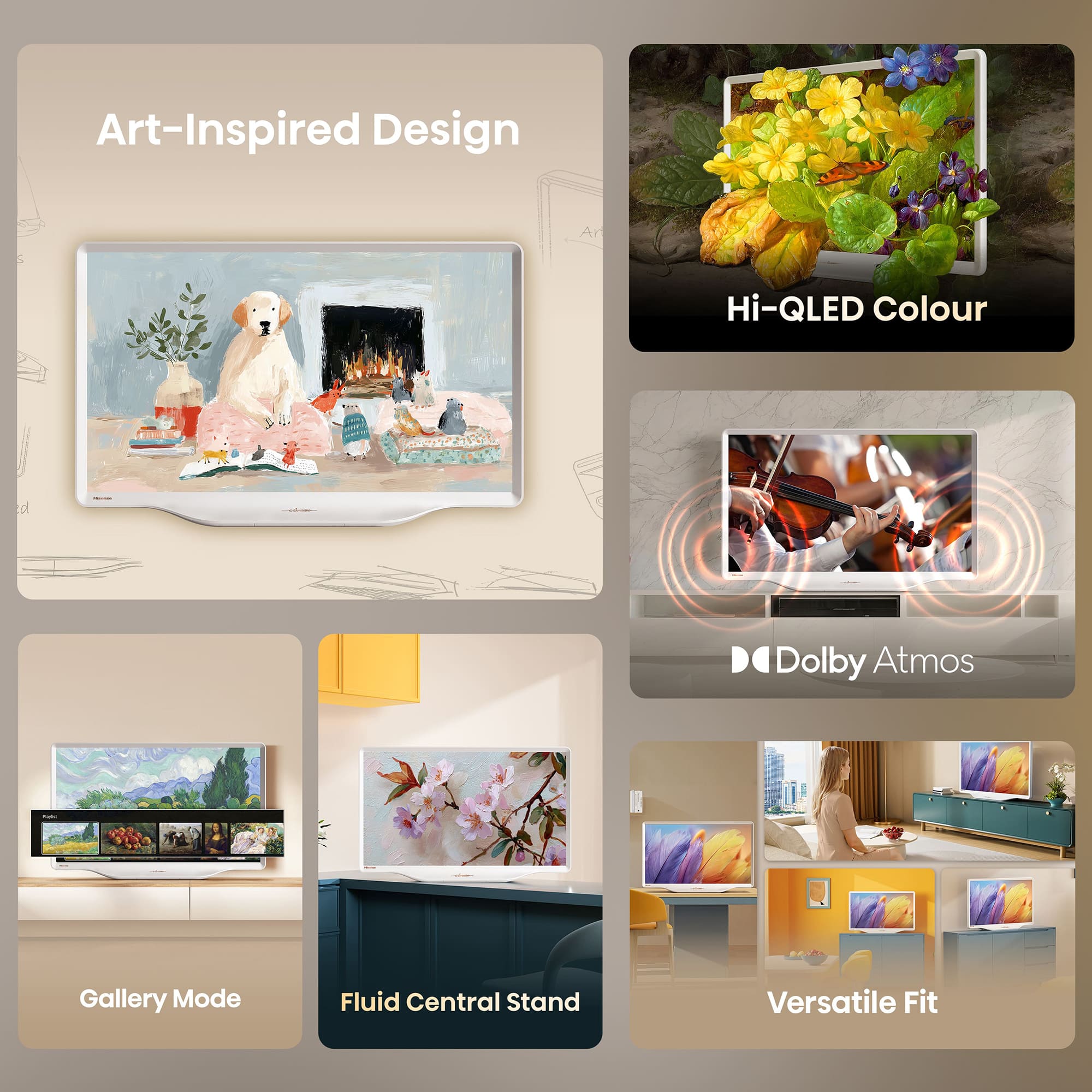 Hisense - DécoTV 32S5Q, Design Inspirado na Arte, TV Lifestyle QLED, Dolby Atmos