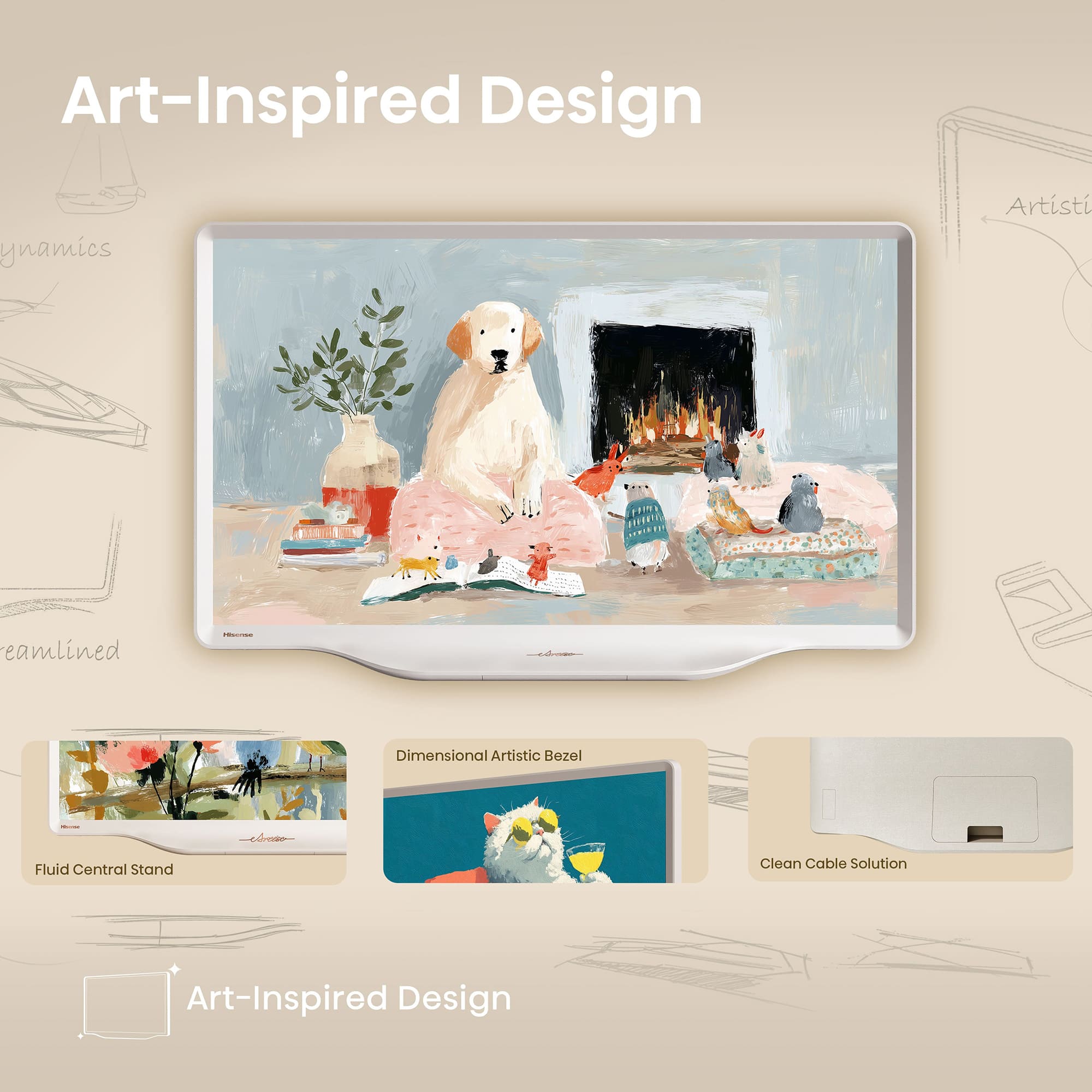 Hisense - DécoTV 32S5Q, Design Inspirado na Arte, TV Lifestyle QLED, Dolby Atmos