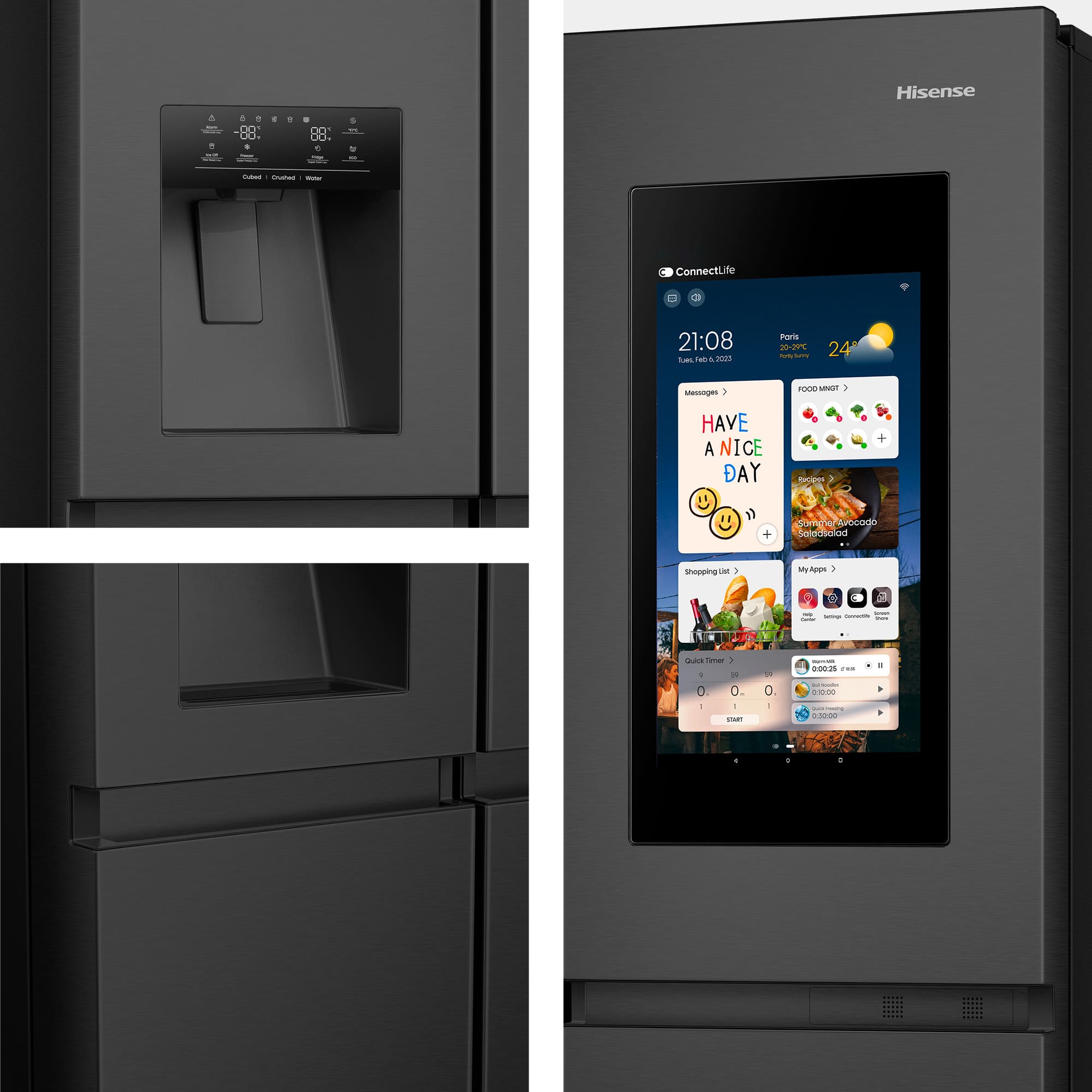 Hisense - RS9P628GPFE  – Frigorífico Americano SBS, Classe E, 614L