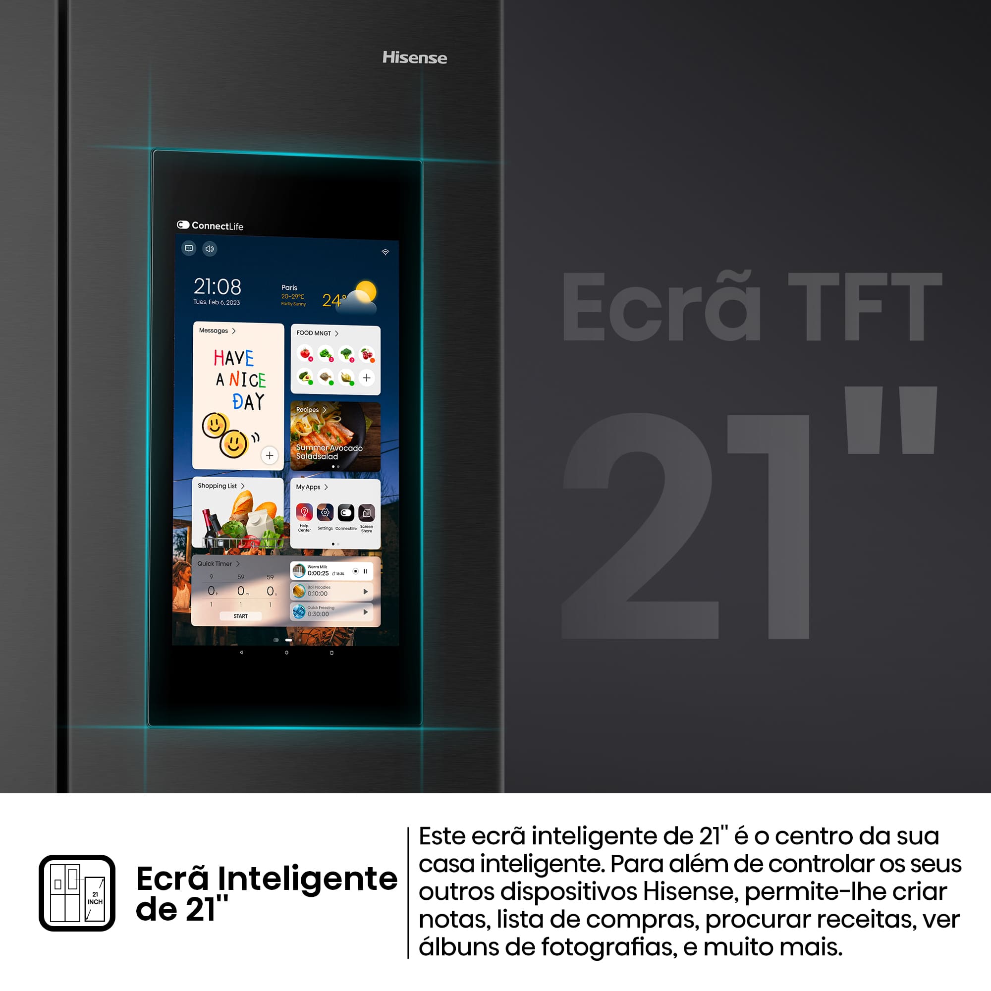 Hisense - RS9P628GPFE  – Frigorífico Americano SBS, Classe E, 614L