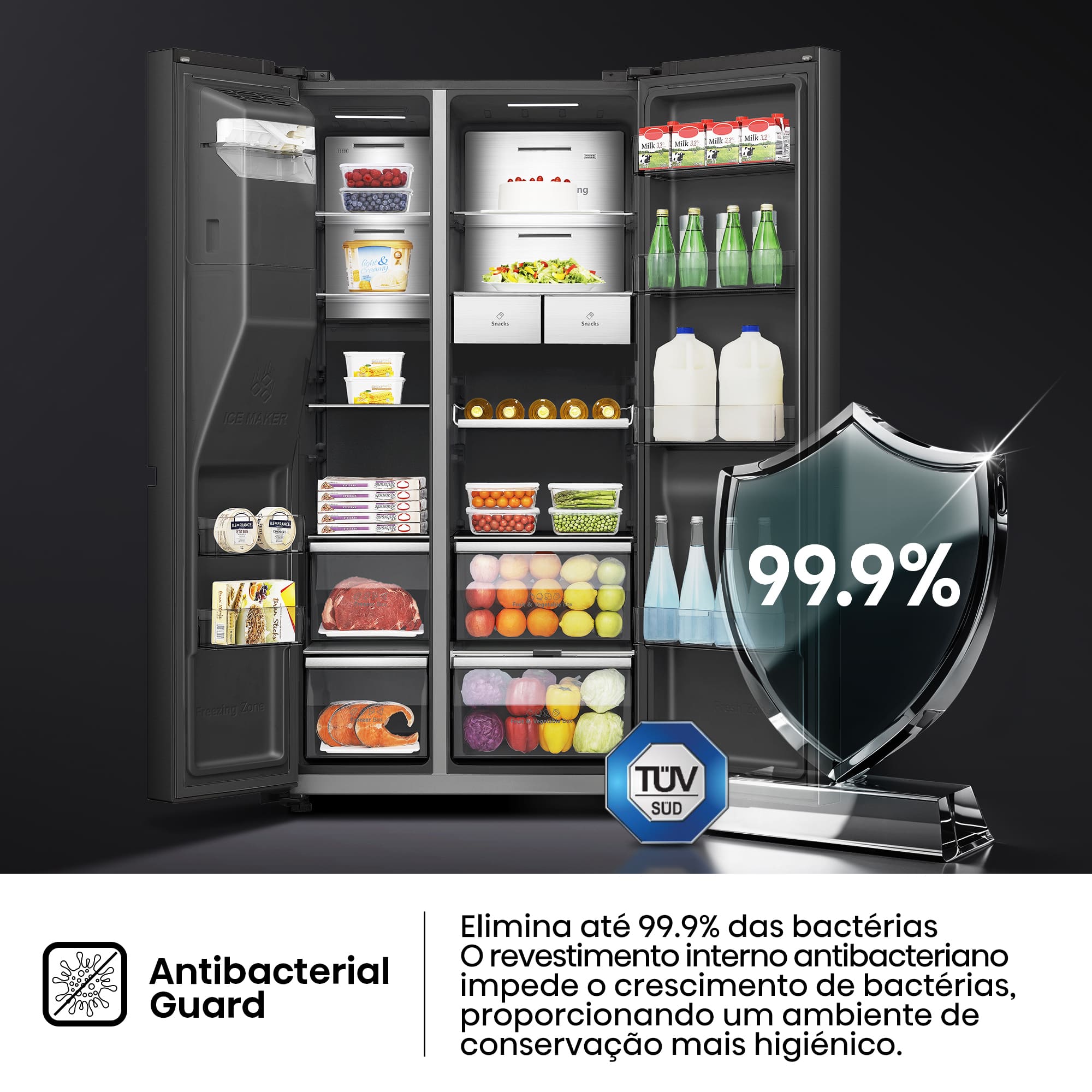 Hisense - RS9P628GPFE  – Frigorífico Americano SBS, Classe E, 614L