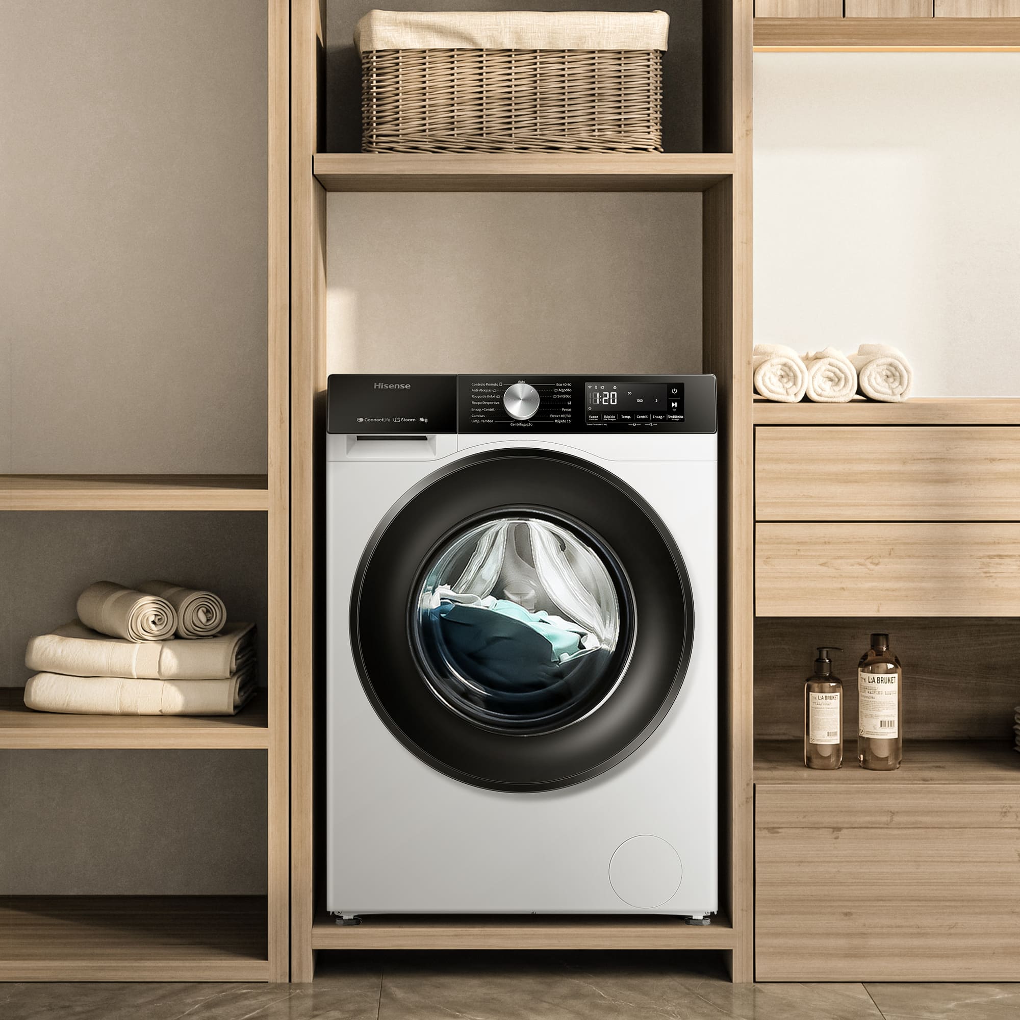Hisense - WF3S8043BW3 – Máquina de Lavar Roupa Serie 3S, 8Kg, Classe A