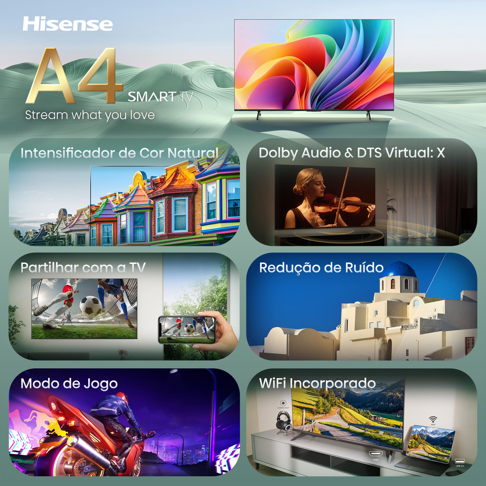 Hisense - Série A4S Smart TV FHD 40A4S, 40″, TV com Dolby Audio