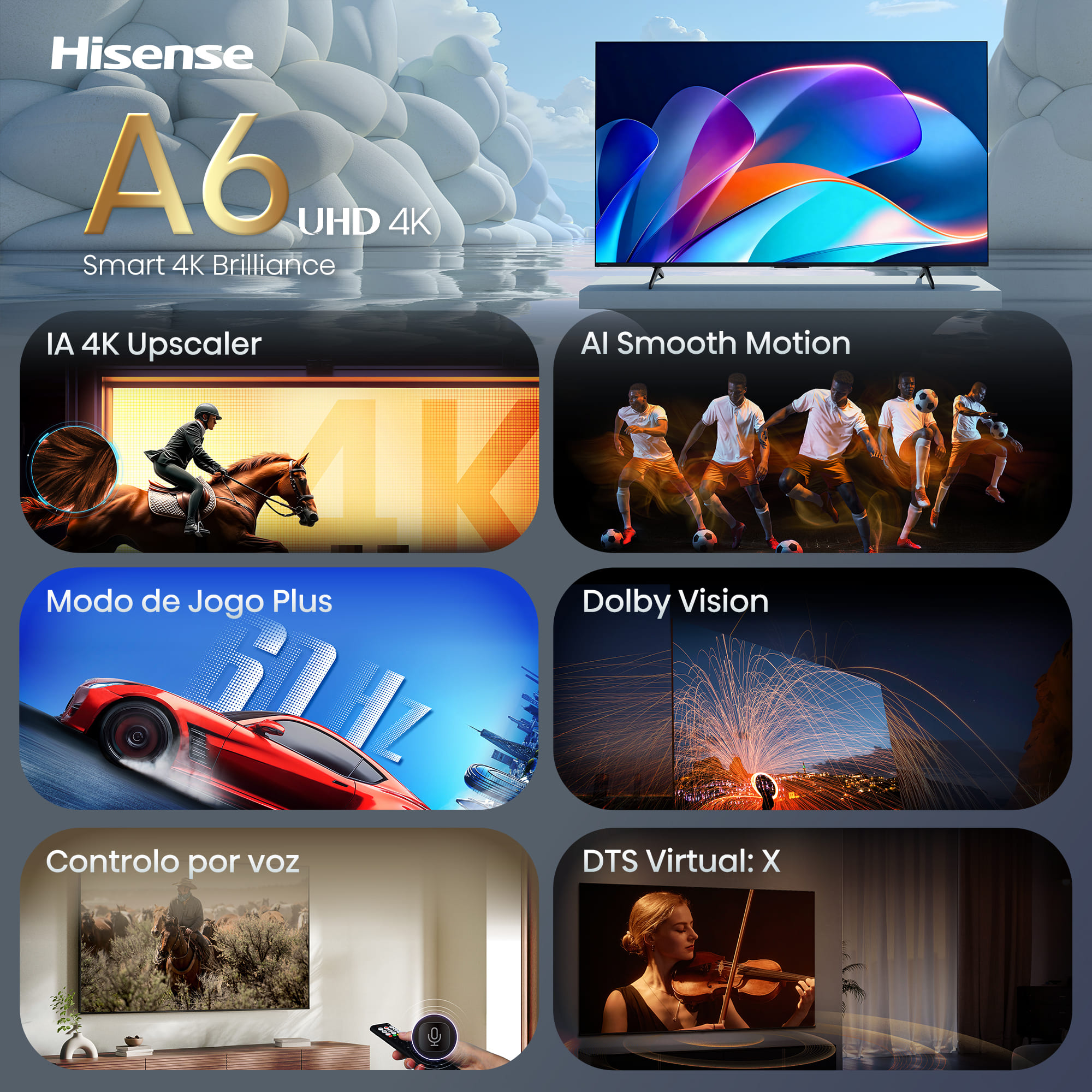 Hisense - Série A6S Smart TV 4K 43A6S, 43″, TV com Dolby Vision