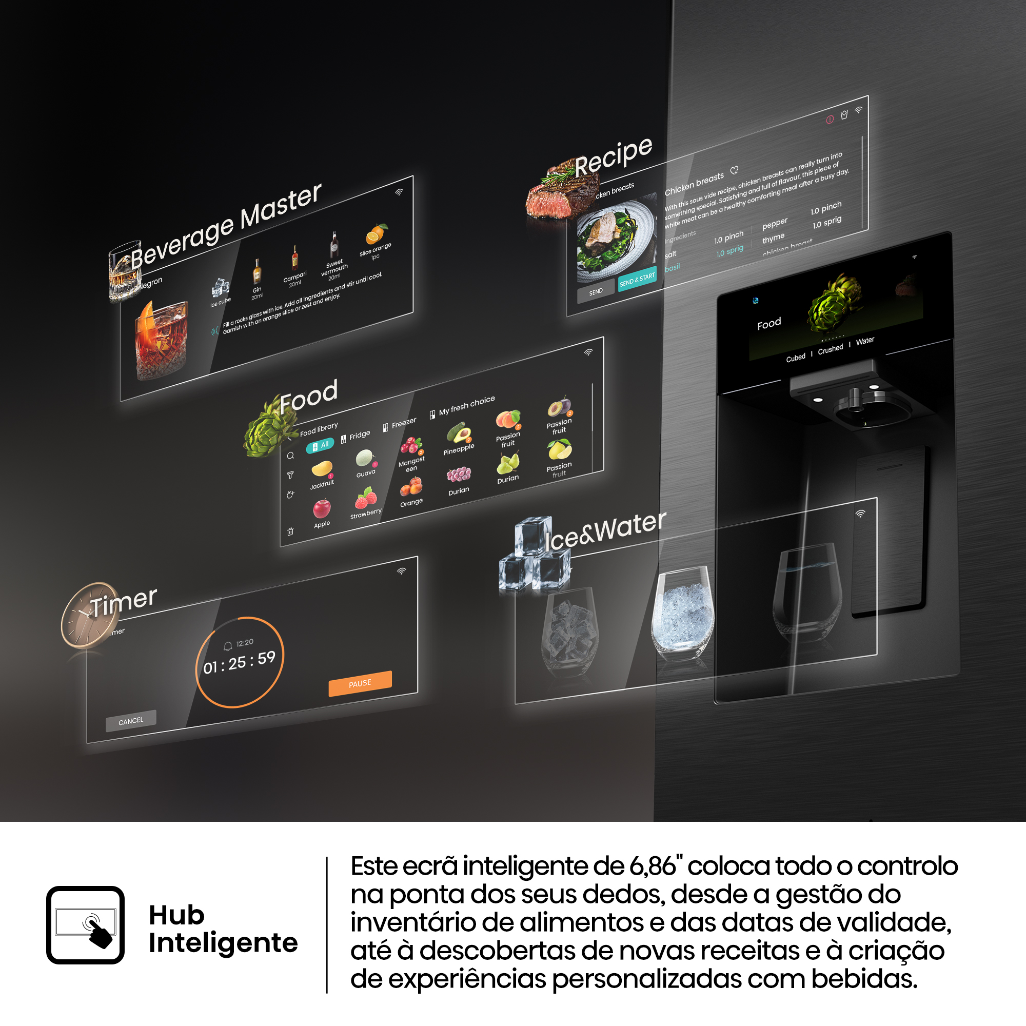 Hisense - RQ600P7SKE – Frigorífico Americano Cross Door PureView, Classe E, 615L