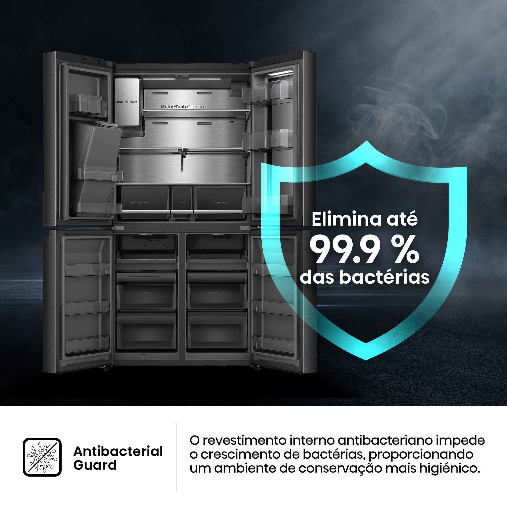 Hisense - RQ600P7SKE – Frigorífico Americano Cross Door PureView, Classe E, 615L