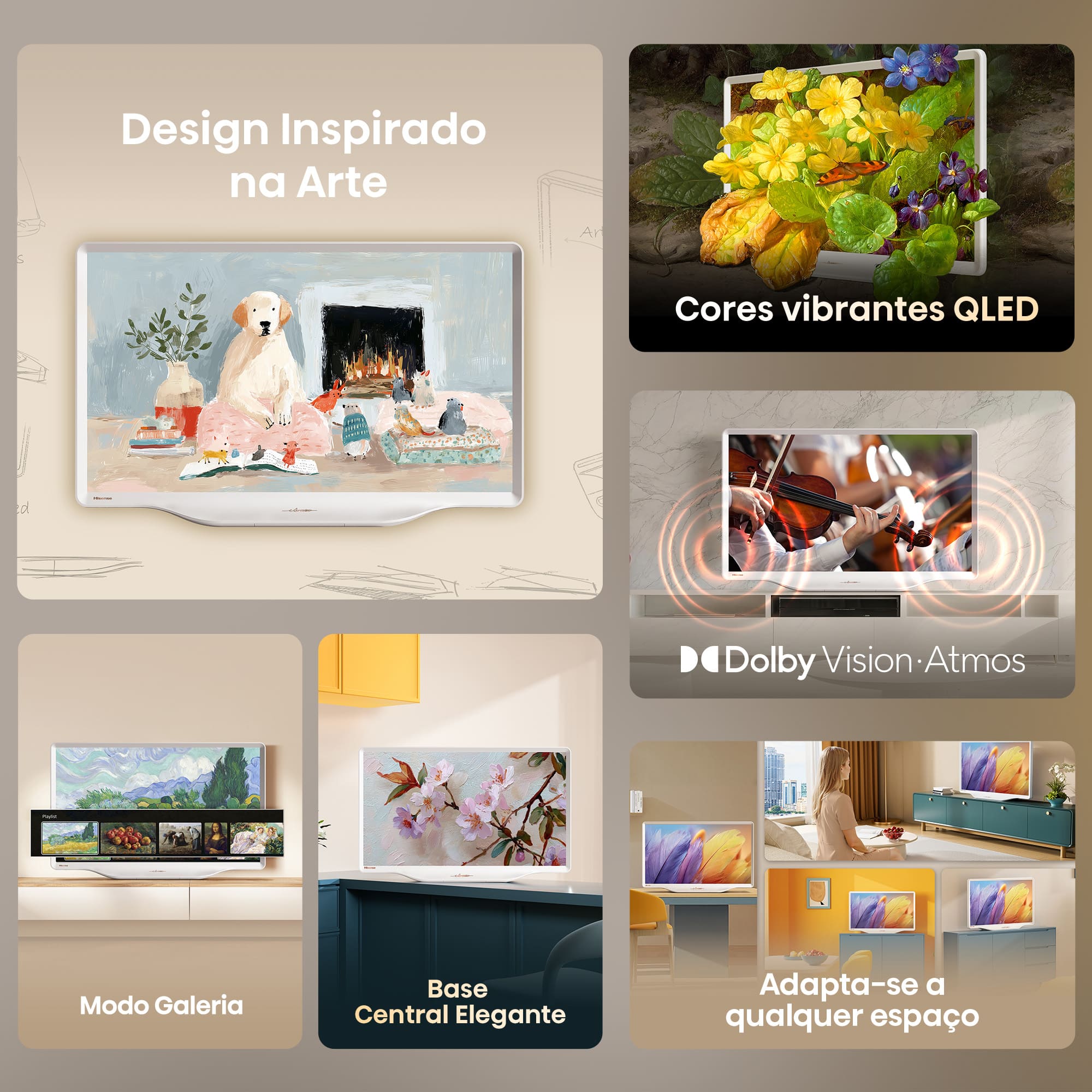 Hisense - DécoTV 43S5Q, Design Inspirado na Arte, TV Lifestyle QLED, Dolby Vision.Atmos