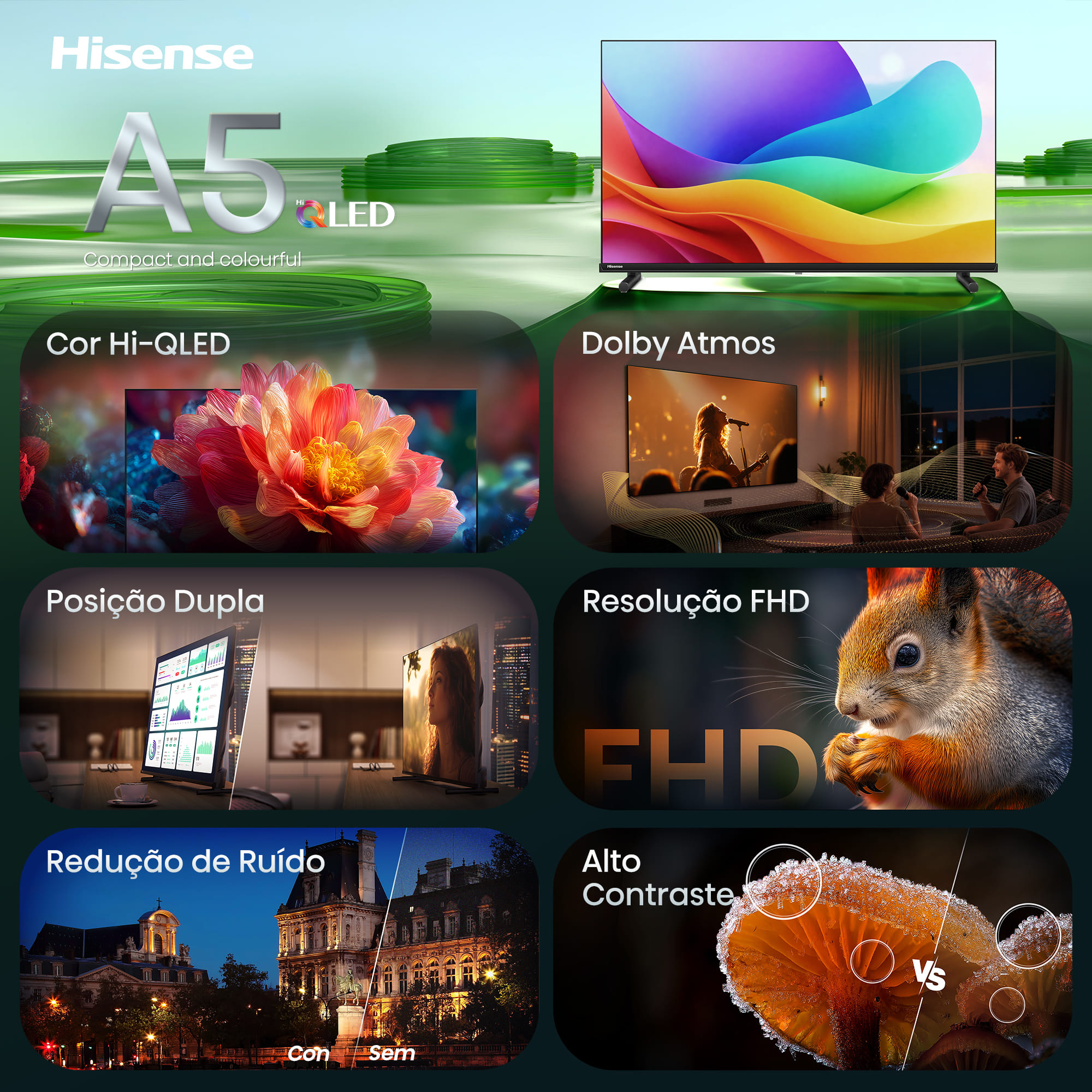 Hisense - Série A5S QLED TV 40A5S, 40’’ com Dolby Atmos
