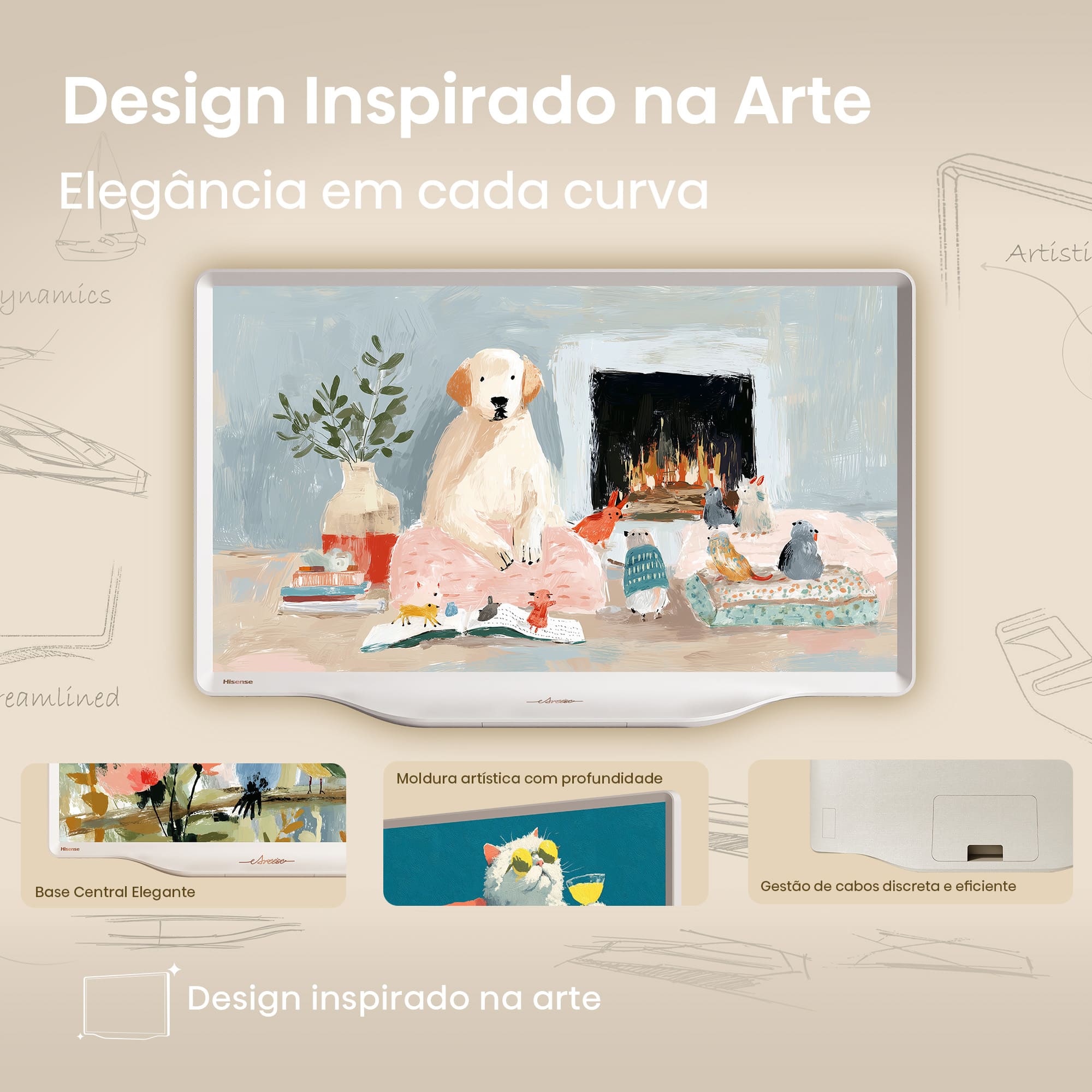Hisense - DécoTV 43S5Q, Design Inspirado na Arte, TV Lifestyle QLED, Dolby Vision.Atmos