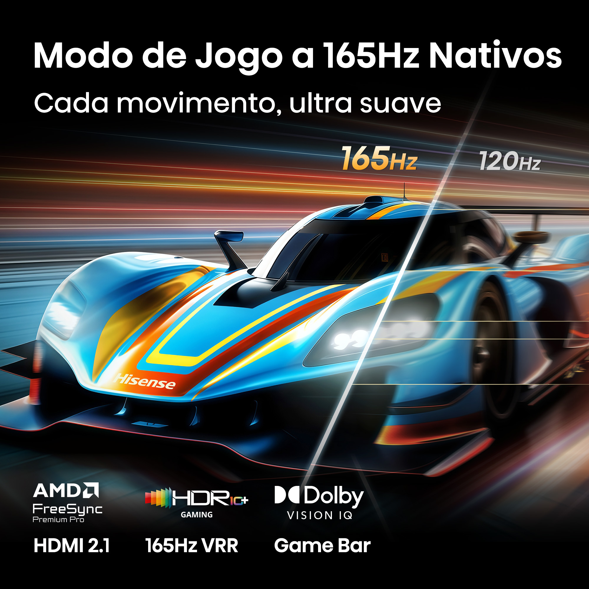 Hisense - Série U7S PRO Mini LED TV 65U7S PRO, 65’’ com Modo de Jogo a 165Hz Nativos