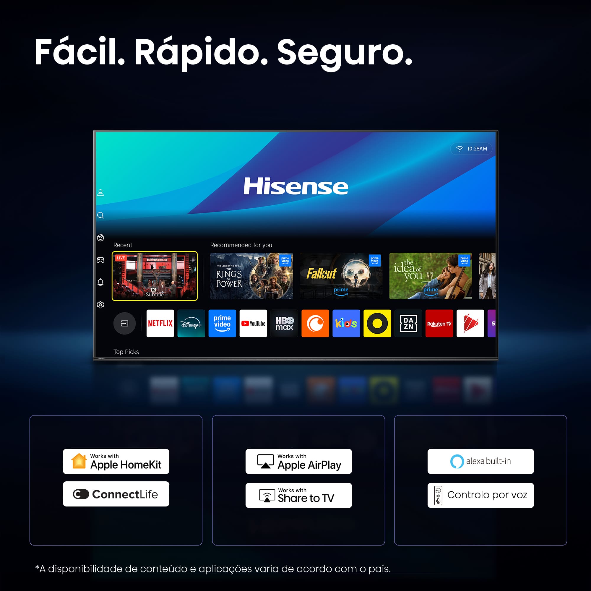 Hisense - Série U7SE MiniLED TV 65U7SE, 65’’ com Modo de Jogo a 144Hz nativos
