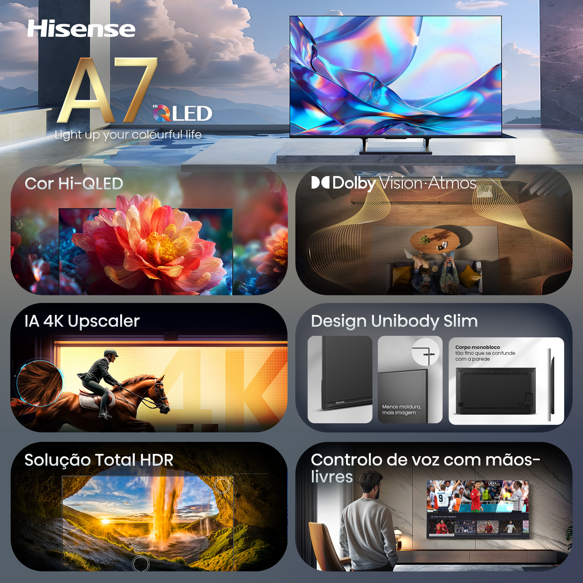 Hisense - Série A7S QLED Smart TV 65A7S, 65’’ com Dolby Vision.Atmos e Cor Hi-QLED