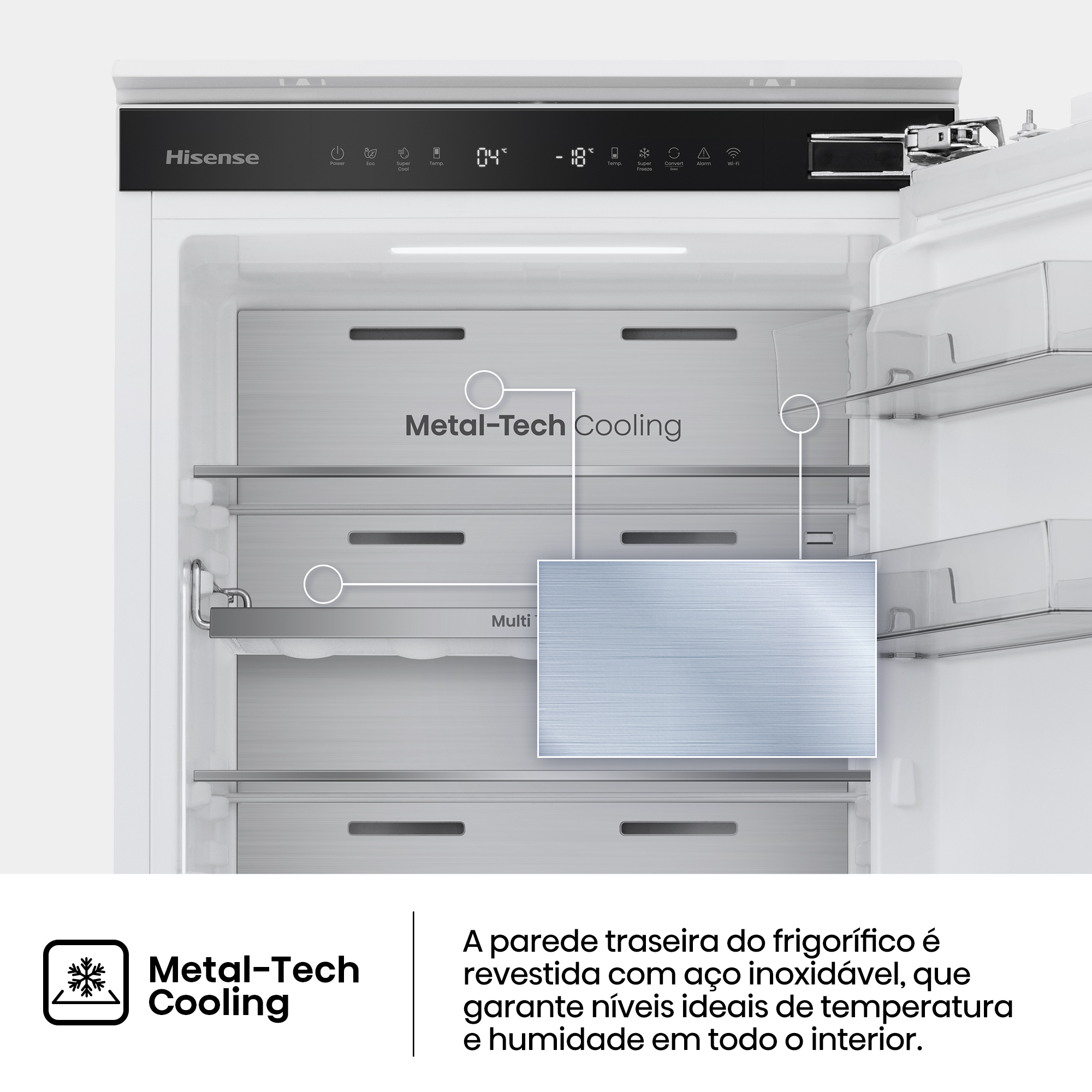 Hisense - RB3B250SAWE – Combinado Encastre 2 Portas, Classe E, 252L