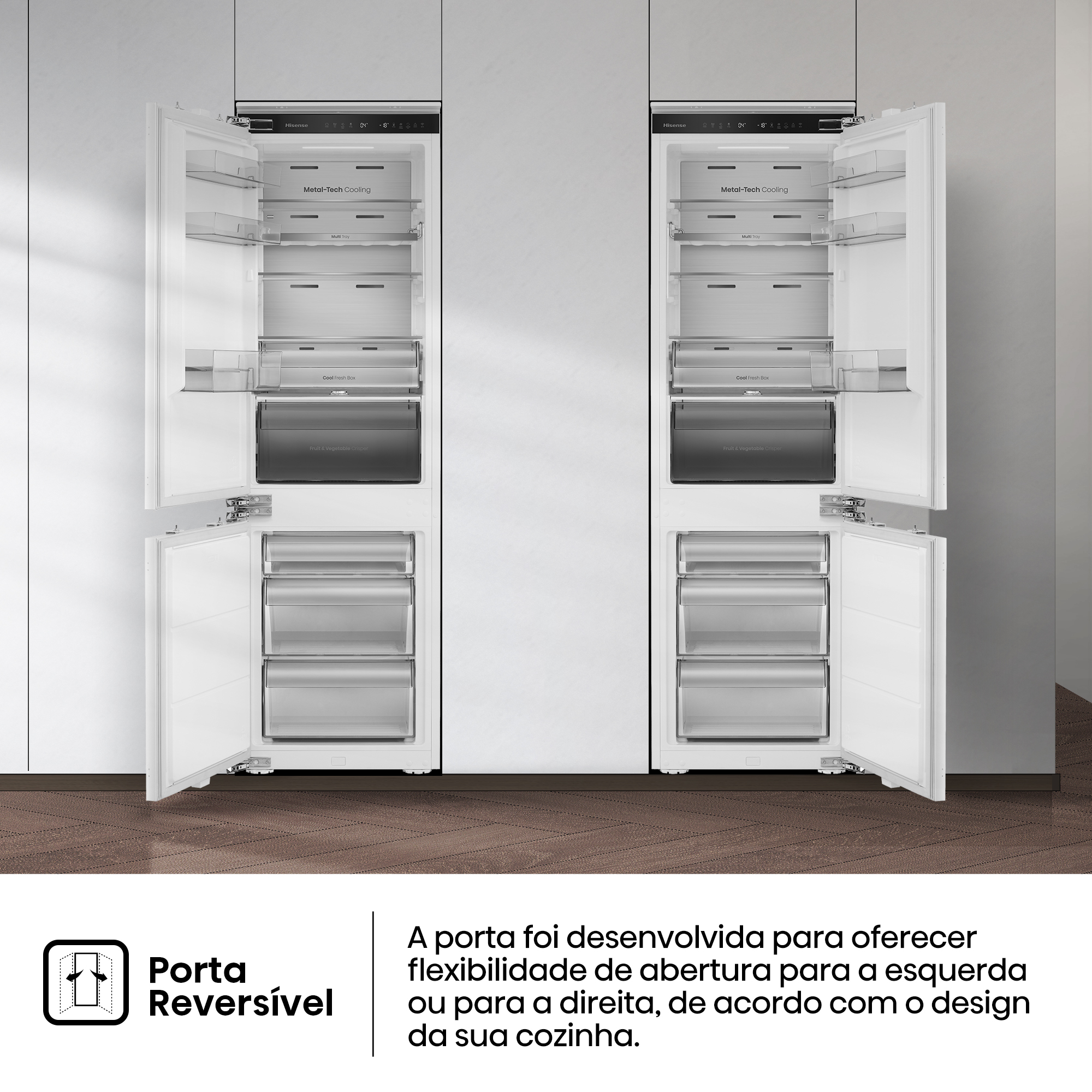 Hisense - RB3B250SAWE – Combinado Encastre 2 Portas, Classe E, 252L