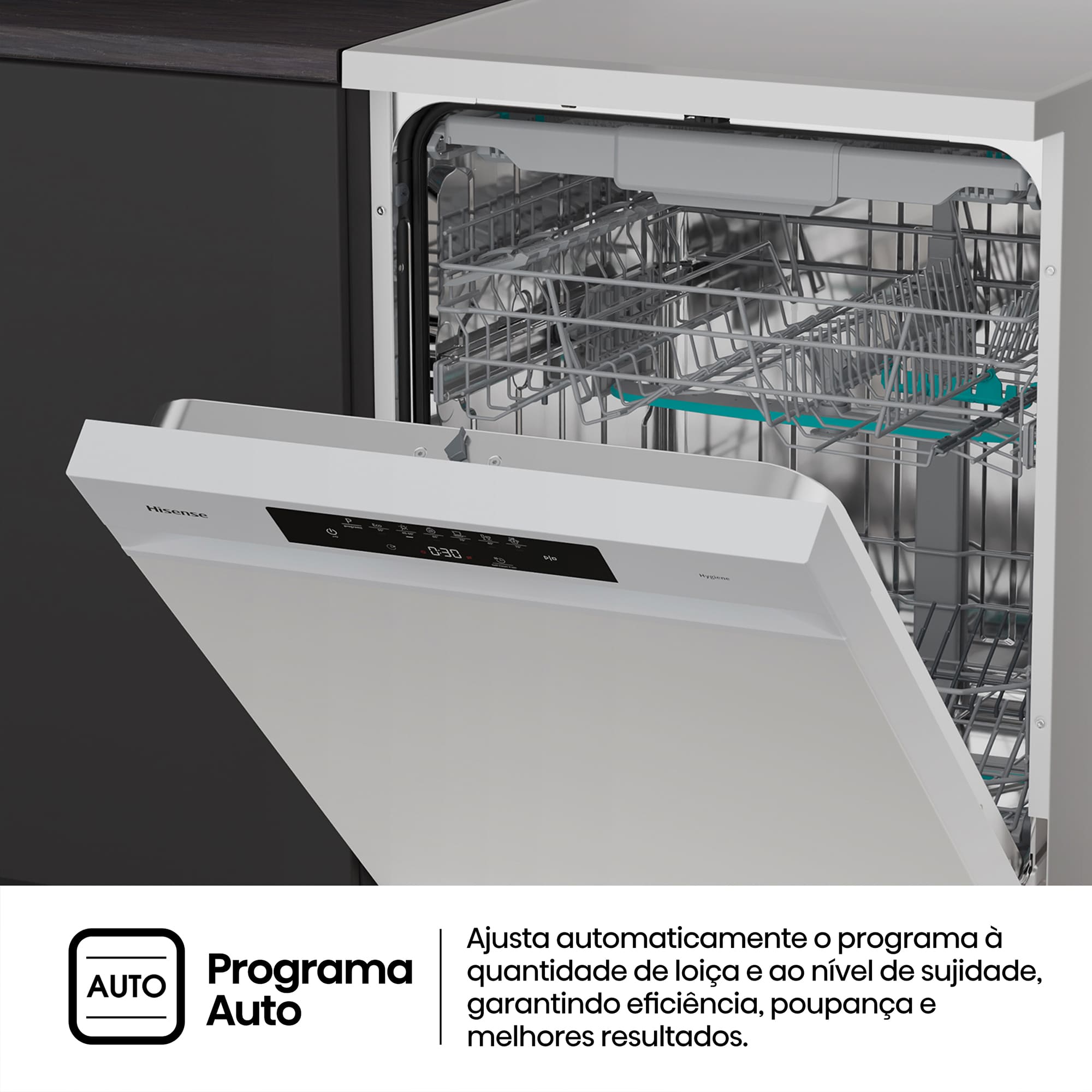 Hisense - HS643B90W – Máquina de Lavar Loiça Serie Hi4, 15 conjuntos, Classe B