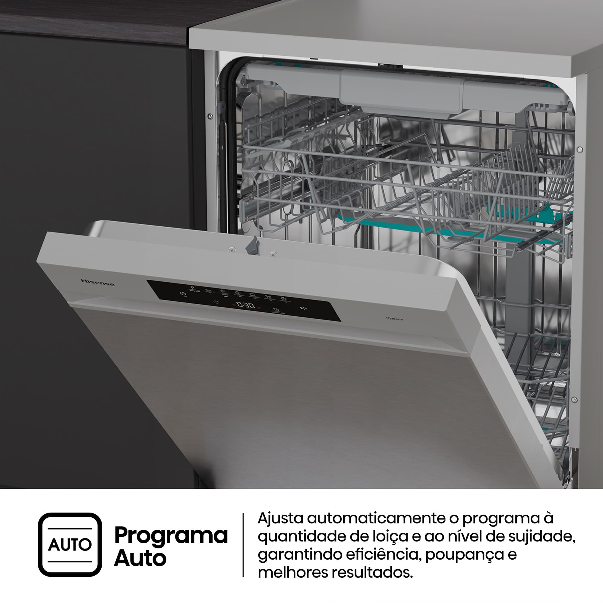 Hisense - HS643B90X – Máquina de Lavar Loiça Serie Hi4, 15 conjuntos, Classe B