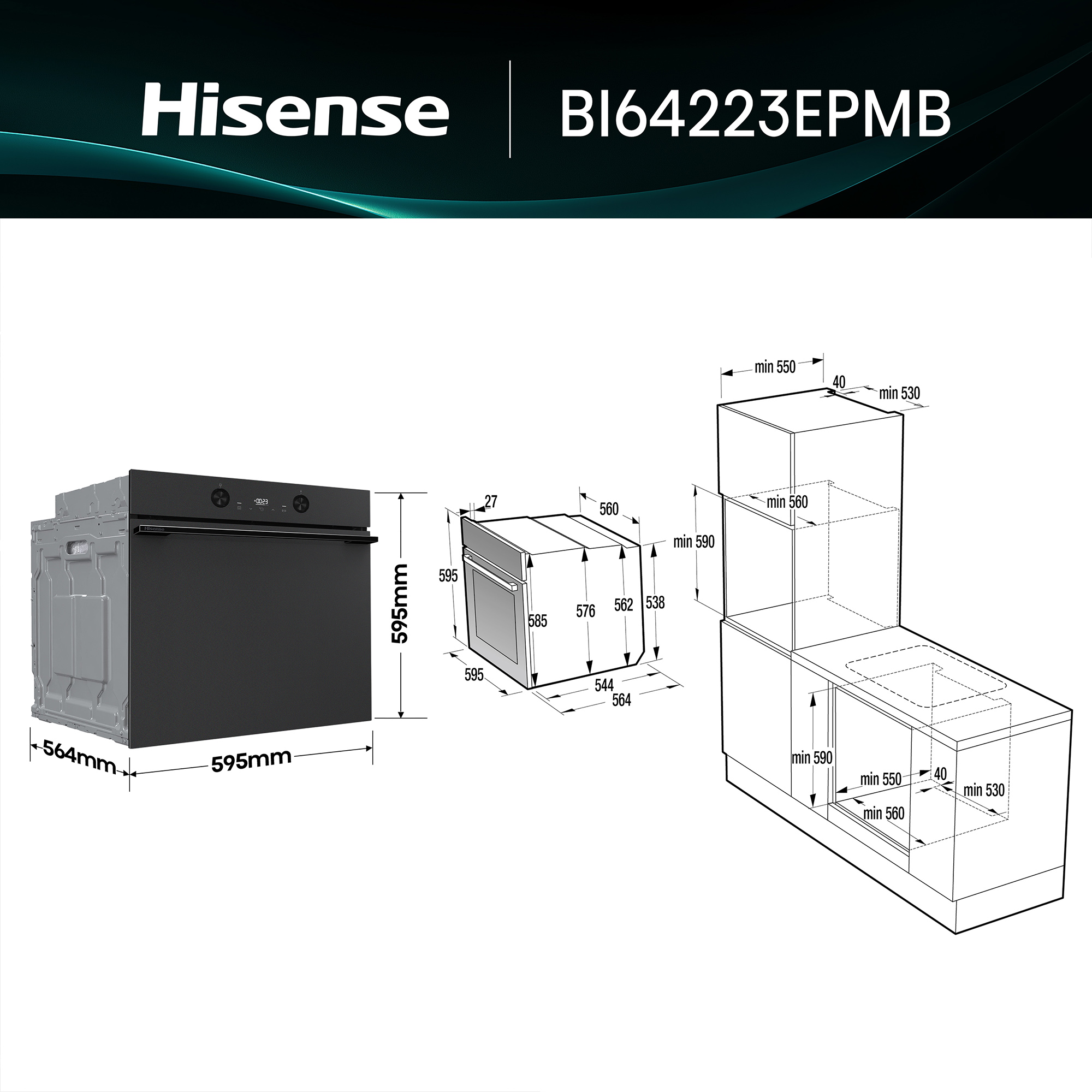 Hisense - BI64223EPMB – Forno Pirolítico 78L Serie Hi4, Classe A++