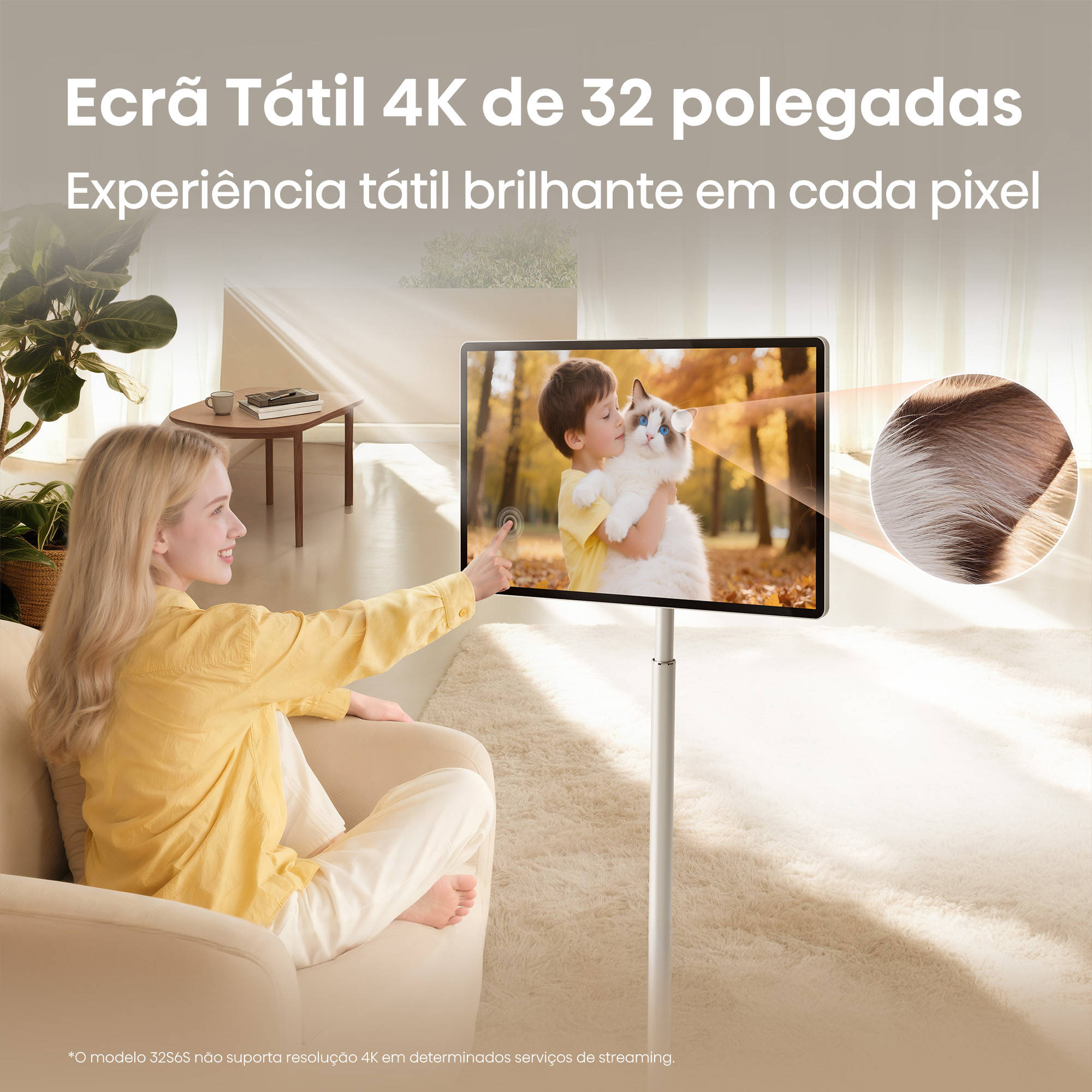 Hisense - Série S6S TV Tátil 4K UHD 32S6S, 32’’ com Android e Bateria integrada na Base